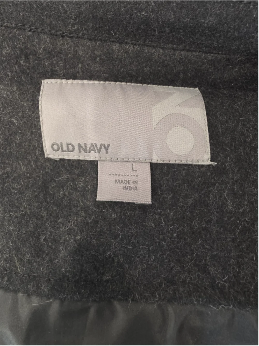 Old Navy Wool Blend Zip Jacket Mens Sz L Large Charcoal Gray Lined Coat Casual